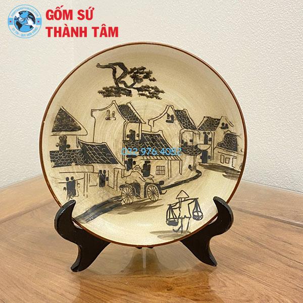 Đĩa sứ lưu niệm đen trắng