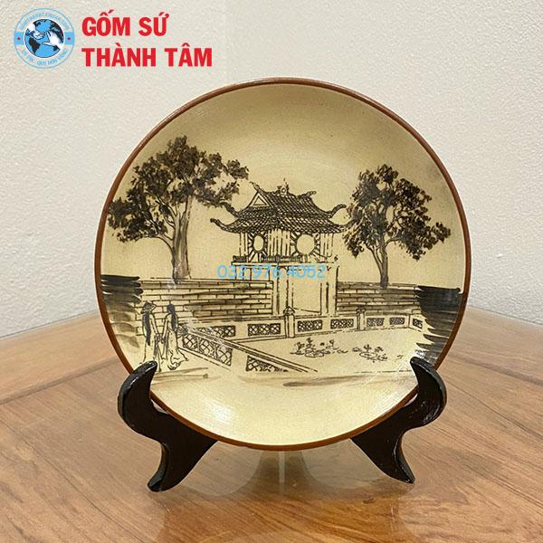 Đĩa sứ lưu niệm đen trắng