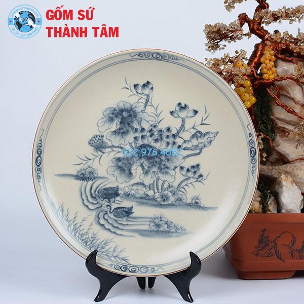 Đĩa sứ lưu niệm rạn trơn