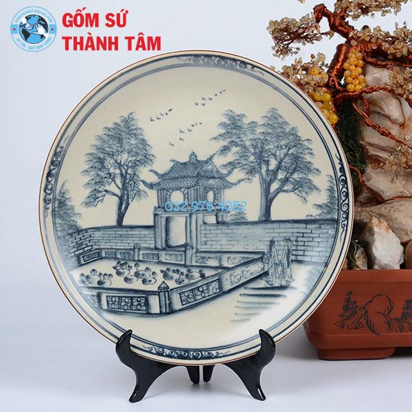 Đĩa sứ lưu niệm rạn trơn