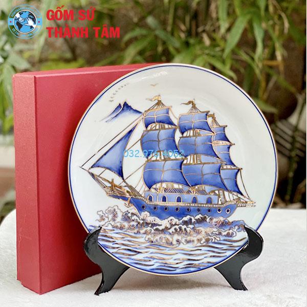 Đĩa sứ lưu niệm vàng kim