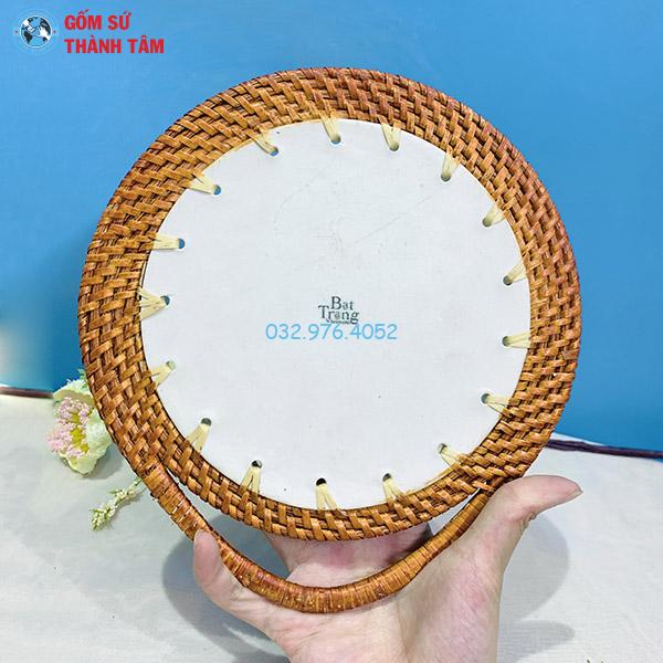 Đĩa sứ viền mây tre đan tròn treo
