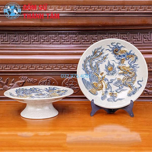 Đồ thờ men rạn rời rồng mâm bồng