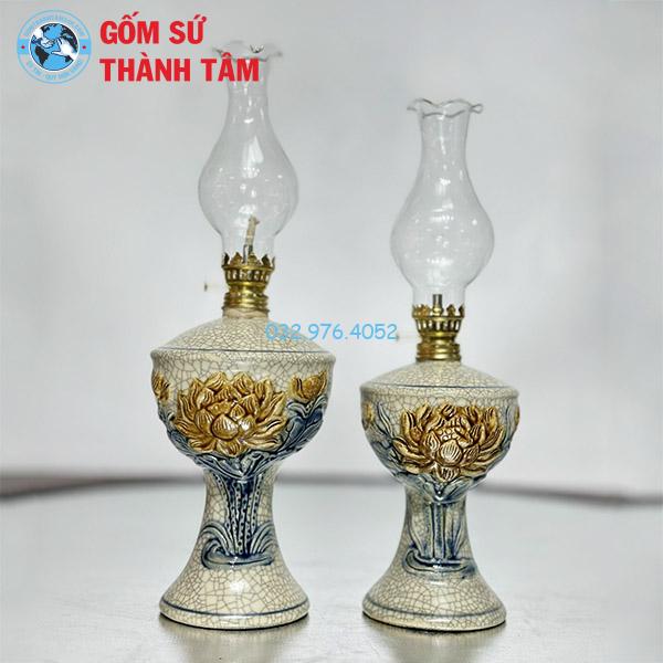 Đồ thờ men rạn rời sen đèn dầu