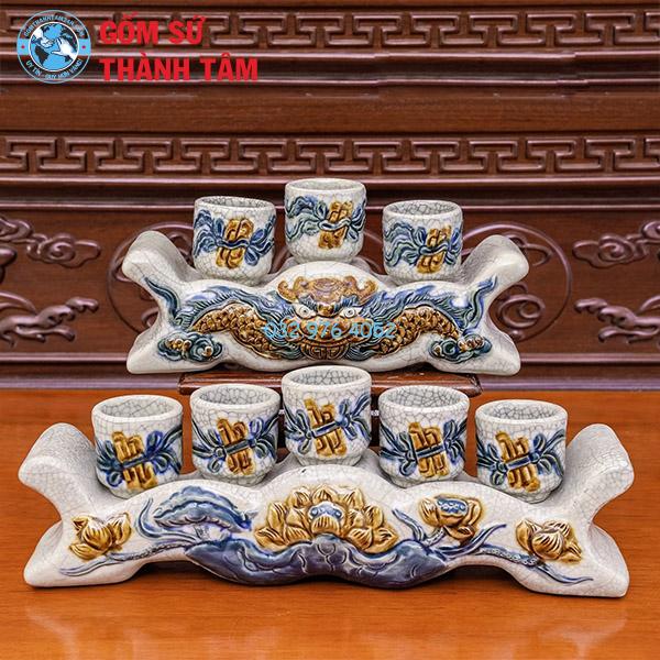 Đồ thờ men rạn rời sen kỷ chén