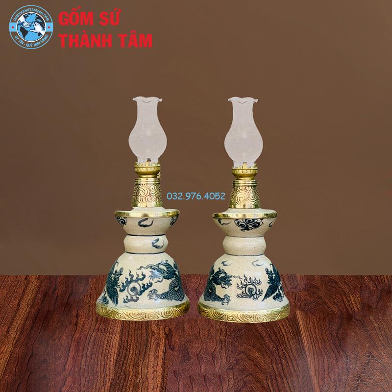 Đồ thờ men rạn tràm cổ rời rồng đèn dầu