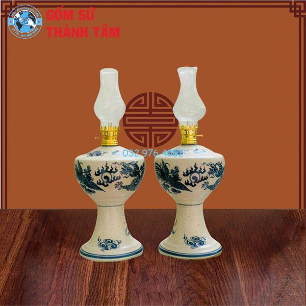 Đồ thờ men rạn tràm cổ rời rồng đèn dầu
