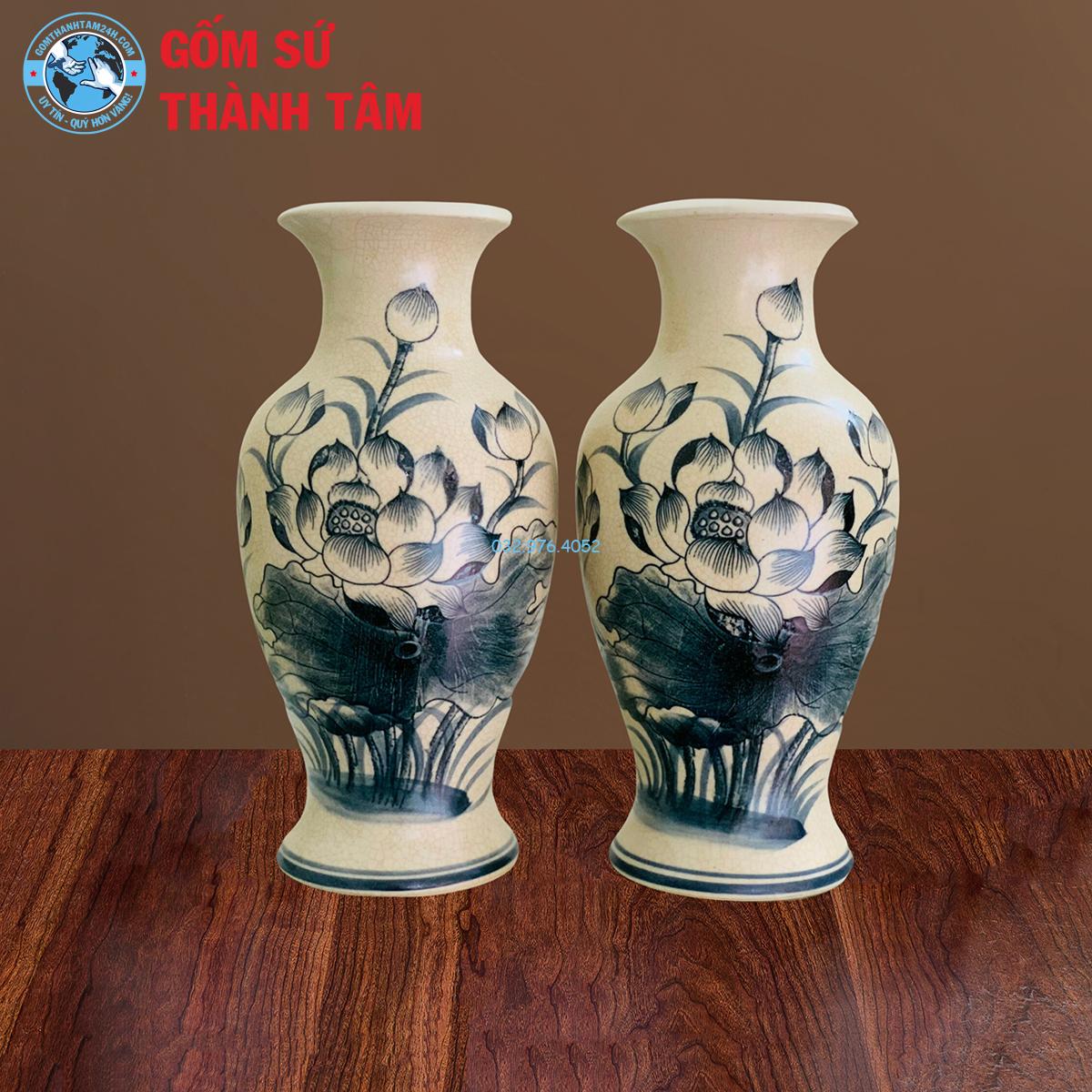 Đồ thờ men tràm cổ rời sen bình hoa