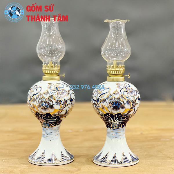 Đồ thờ vẽ vàng rời đèn dầu