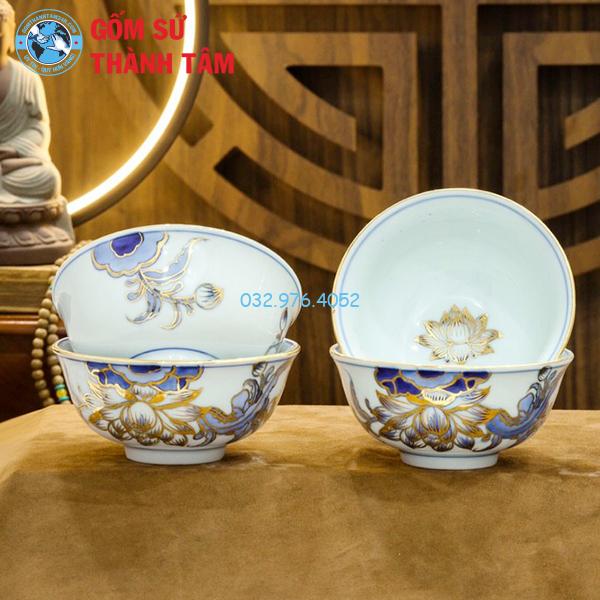 Đồ thờ vẽ vàng rời sen bát đĩa