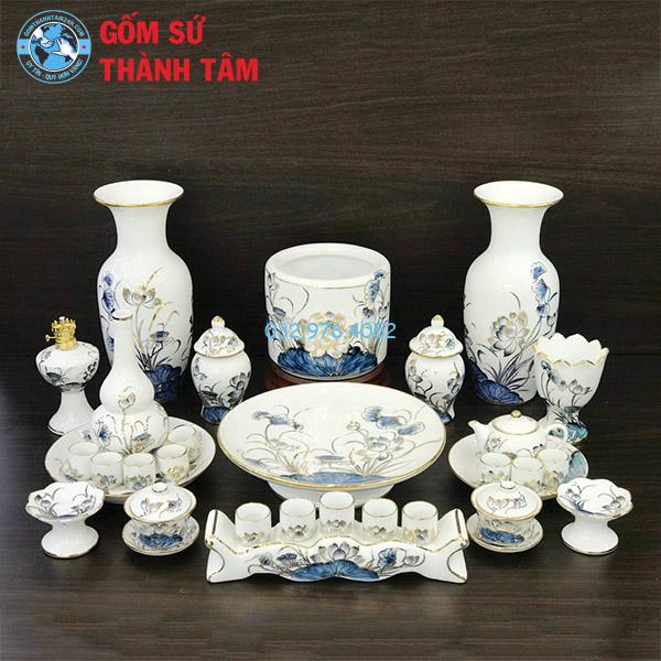 Đồ thờ vẽ vàng tổng thể sen thần tài
