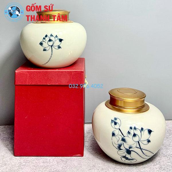 Hộp Đựng Chè Dáng Tròn Men Kem