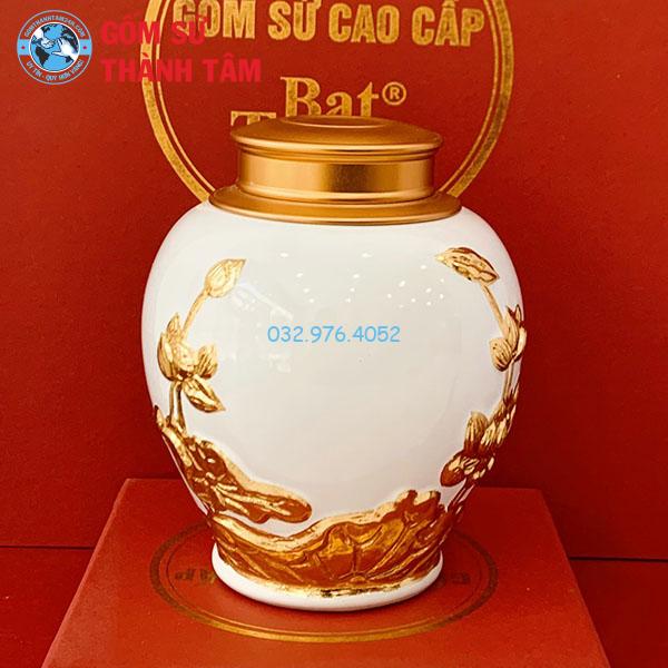 Hộp Đựng Chè Đắp Nổi Vàng Kim