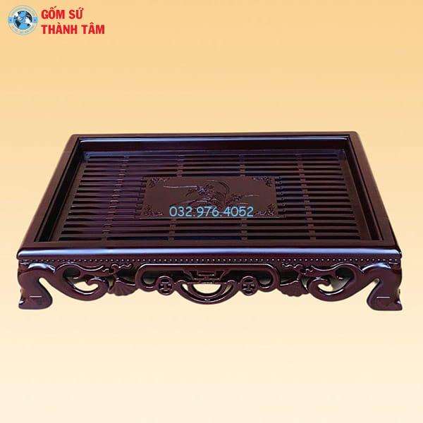 Khay Đựng Ấm Trà Giả Gỗ | Nhựa Đen