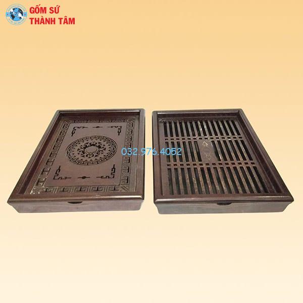 Khay Đựng Ấm Trà Giả Gỗ | Nhựa Đen