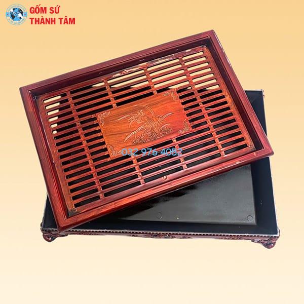 Khay Đựng Ấm Trà Giả Gỗ | Nhựa Đỏ