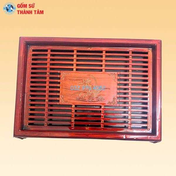 Khay Đựng Ấm Trà Giả Gỗ | Nhựa Đỏ