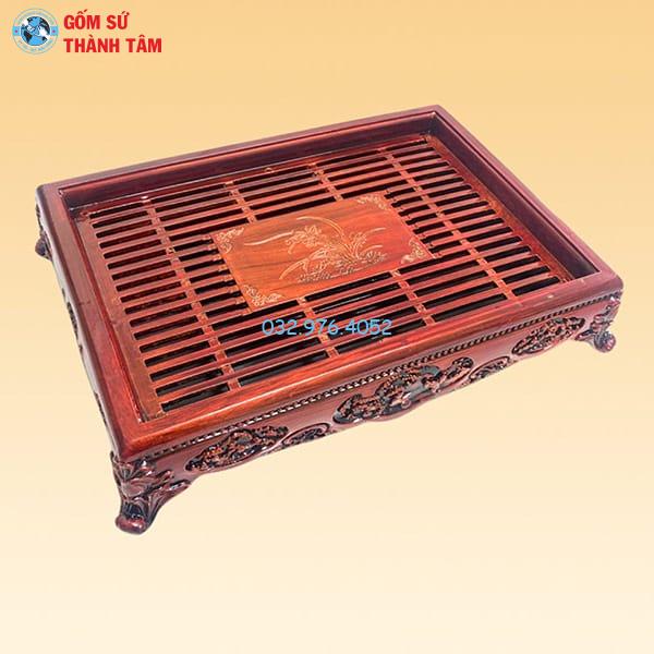 Khay Đựng Ấm Trà Giả Gỗ | Nhựa Đỏ