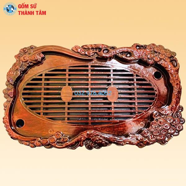 Khay Đựng Ấm Trà Giả Gỗ | Nhựa Kiểu Cách