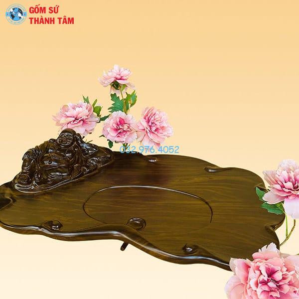 Khay Đựng Ấm Trà Gỗ | Khay Di Lặc Nhạt
