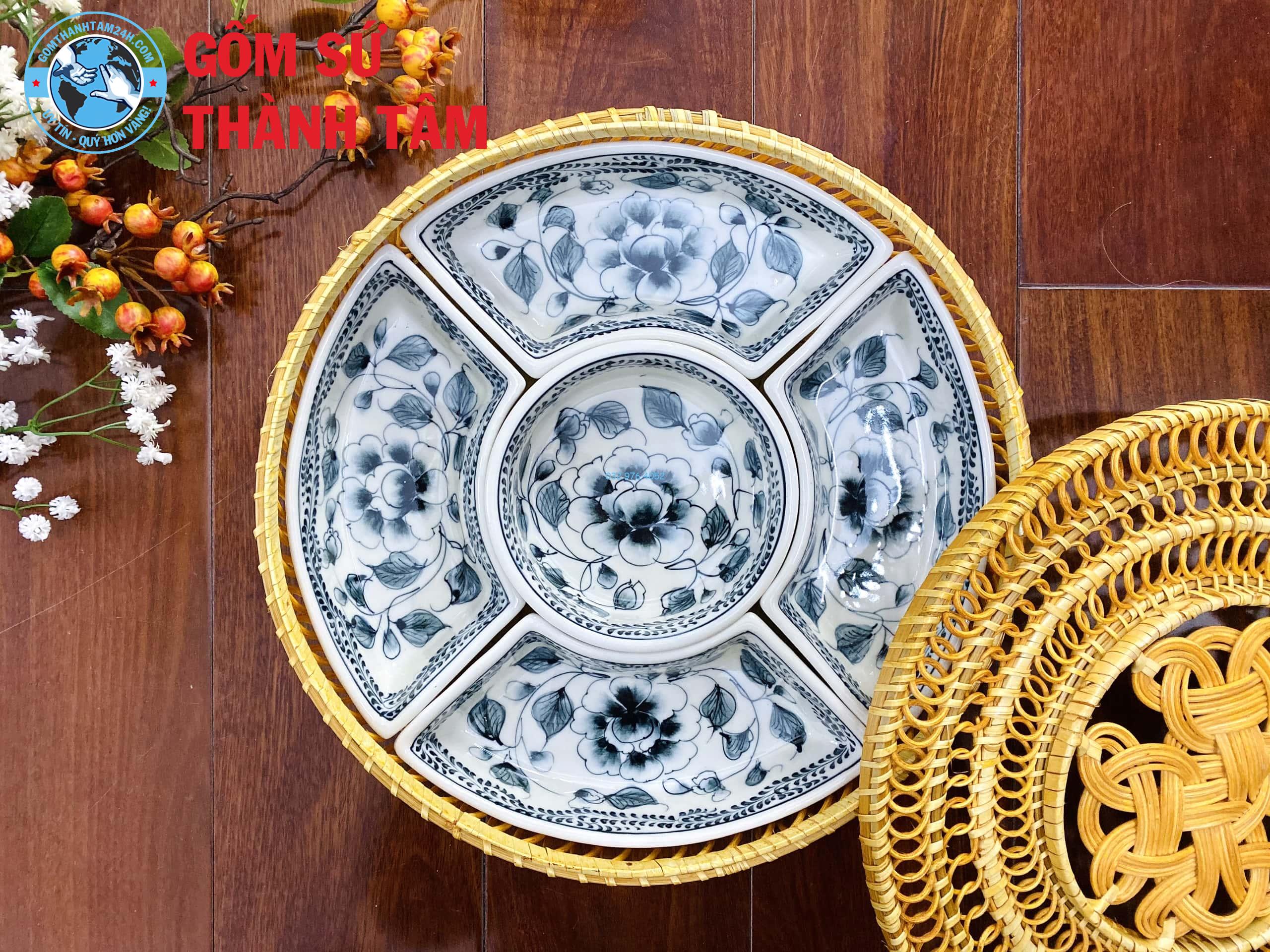 Khay đựng cơm tràm cổ mẫu hoa