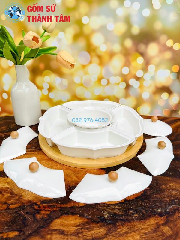 Khay đựng mứt kẹo hoa sen