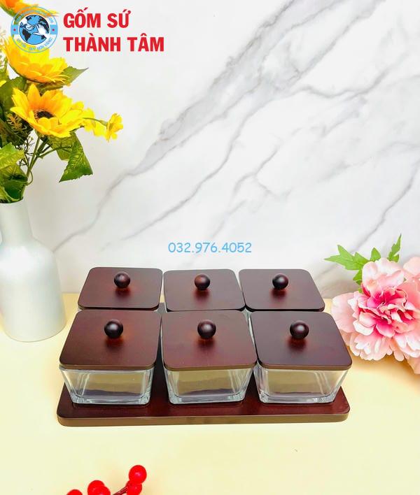 Khay đựng mứt kẹo khay gỗ 6
