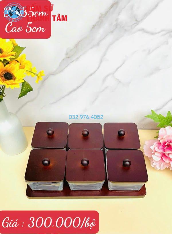 Khay đựng mứt kẹo khay gỗ 6