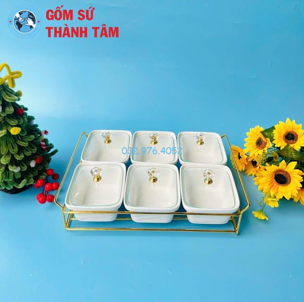 Khay đựng mứt kẹo khay trắng 6