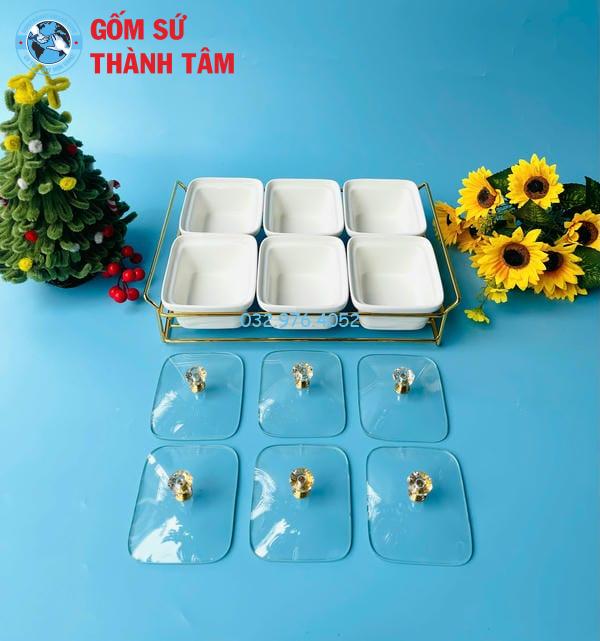 Khay đựng mứt kẹo khay trắng 6