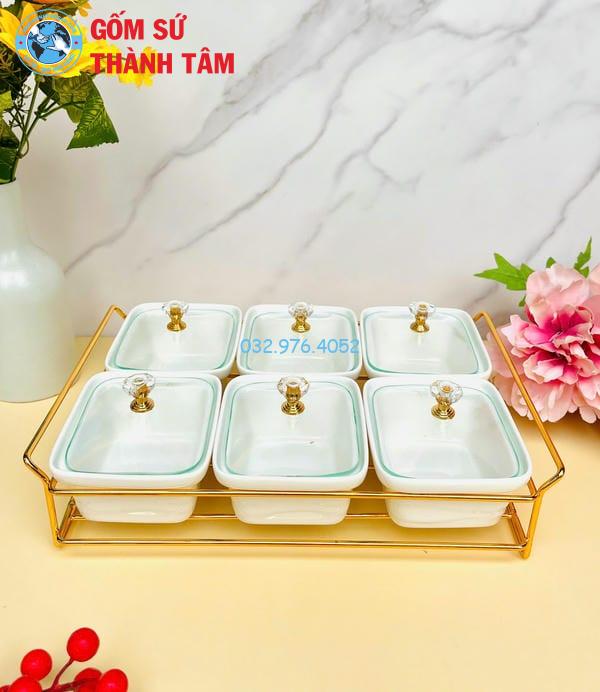 Khay đựng mứt kẹo khay trắng 6