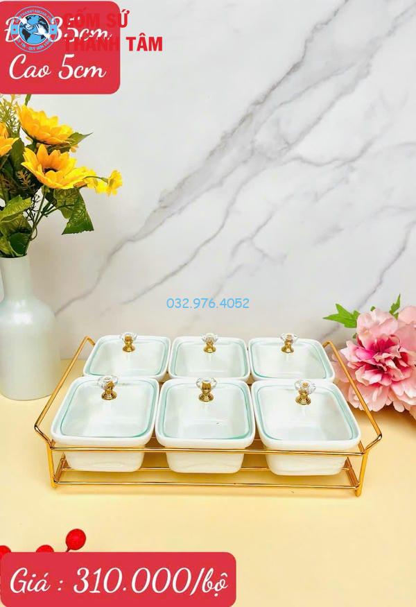 Khay đựng mứt kẹo khay trắng 6