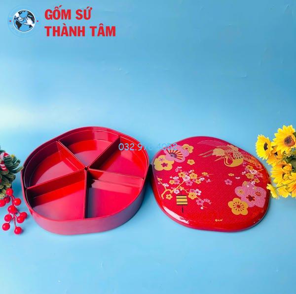 Khay đựng mứt kẹo mai hạc