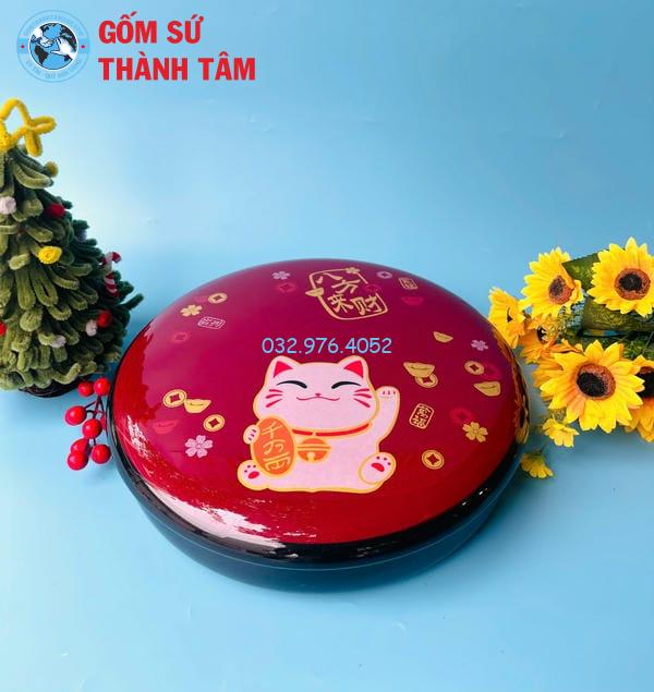Khay đựng mứt kẹo thần tài đỏ