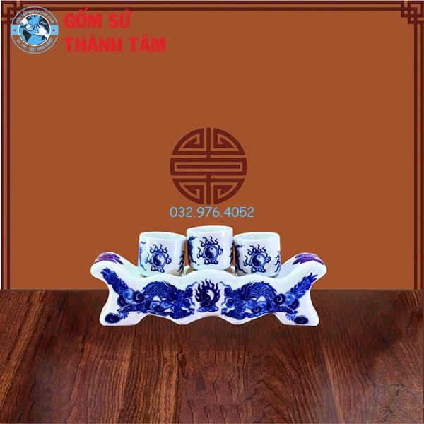 Kỷ Chén Thờ Men Trắng Rồng