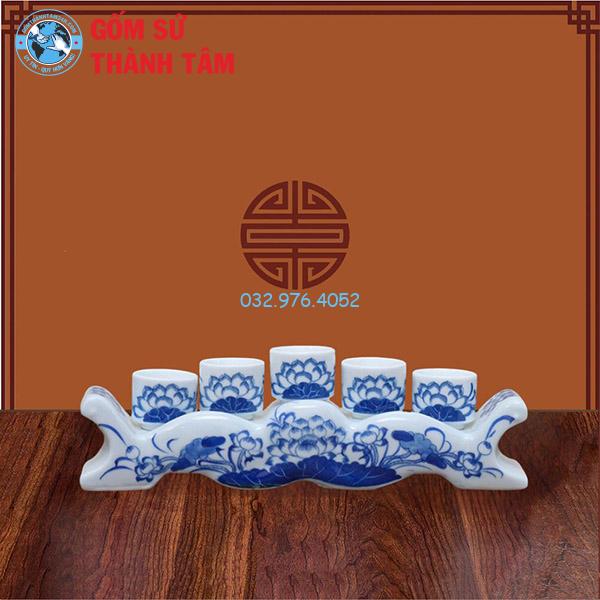 Kỷ Chén Thờ Men Trắng Sen