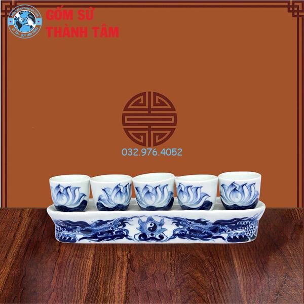 Kỷ Chén Thờ Men Trắng Sen