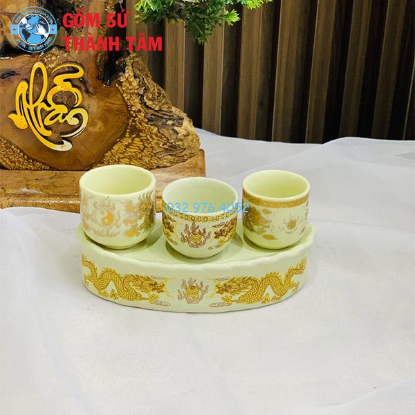 Kỷ Chén Thờ Men Vàng Rồng