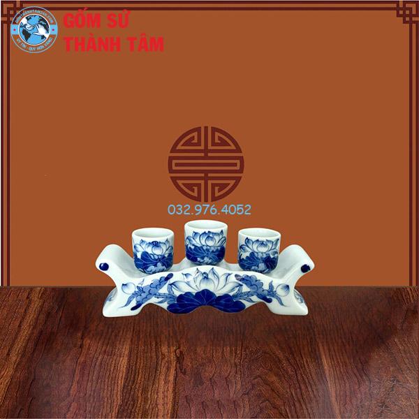 Kỷ Chén Thờ Men Xanh Ngọc Sen