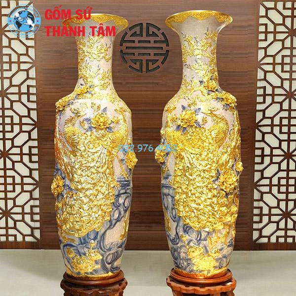 Lọ lục bình trơn vẽ xanh vinh hoa phú quý