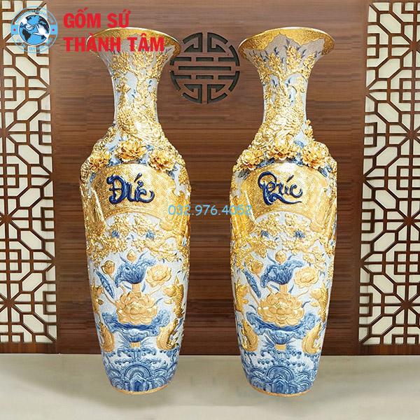 Lọ lục bình bọc đồng dát vàng phúc đức