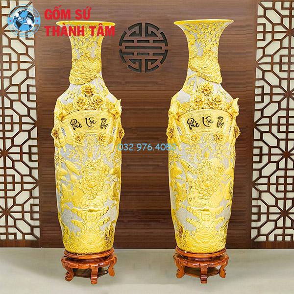 Lọ lục bình bọc đồng dát vàng phúc lộc thọ