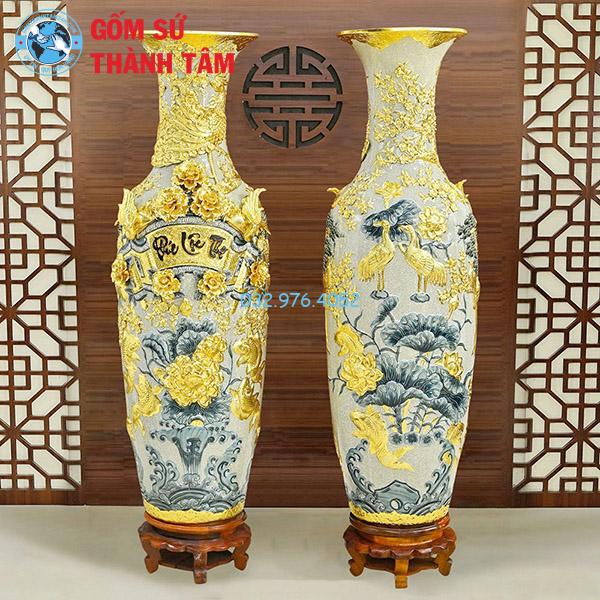 Lọ lục bình bọc đồng dát vàng phúc lộc thọ