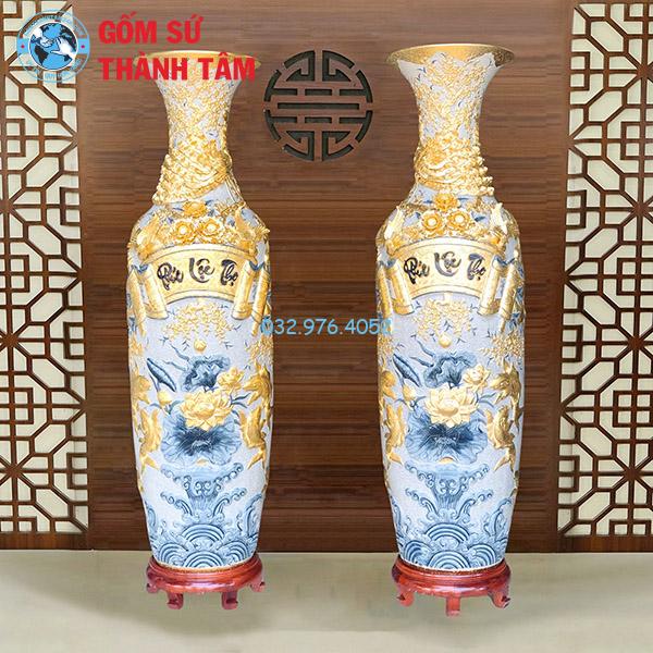 Lọ lục bình bọc đồng dát vàng phúc lộc thọ