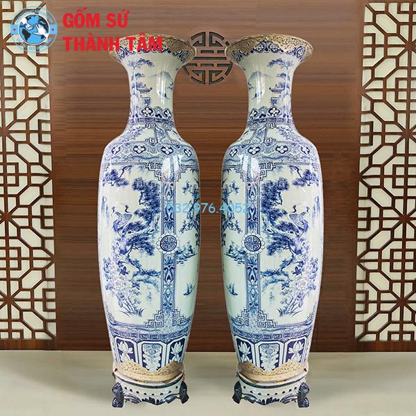 Lọ lục bình trơn vẽ xanh vinh hoa phú quý