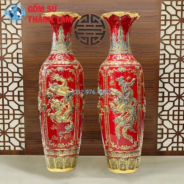 Lục Bình Mạ Vàng Đỏ Long Ly Quy Phụng