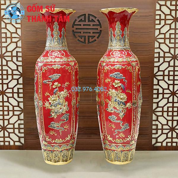 Lục Bình Mạ Vàng Đỏ Long Ly Quy Phụng