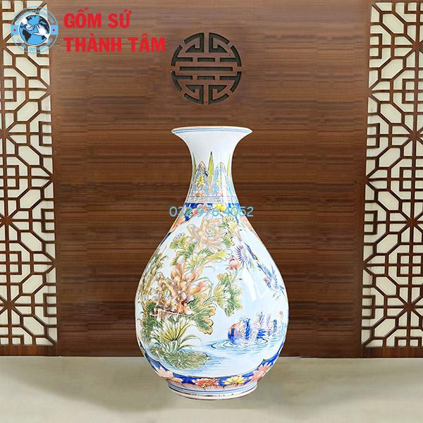 Lục Bình Tỳ Bà Vẽ Vàng Hoa Lá