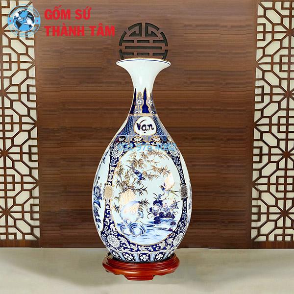Lục Bình Tỳ Bà Vẽ Vàng Tứ Qúy Vạn Sự Như Ý