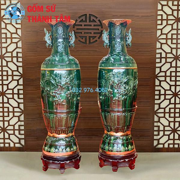 Lục Bình Xanh Ngọc Bọc Đồng Mặt Rồng Trơn